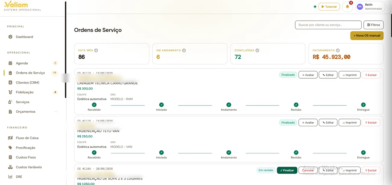 Ordens de serviço com foto e checklist